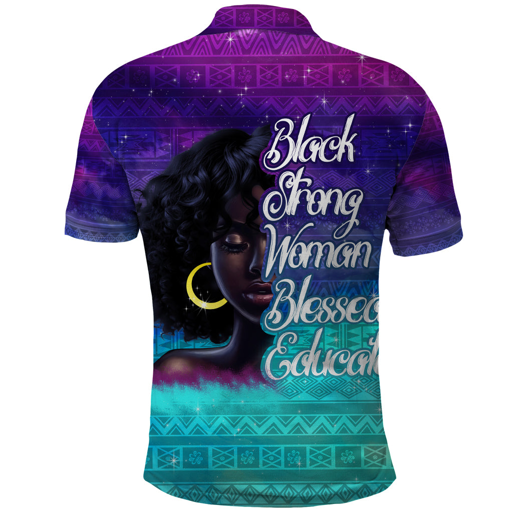 Black Strong Women Blessed Educated Polo Shirt African Girl - Wonder Print Shop