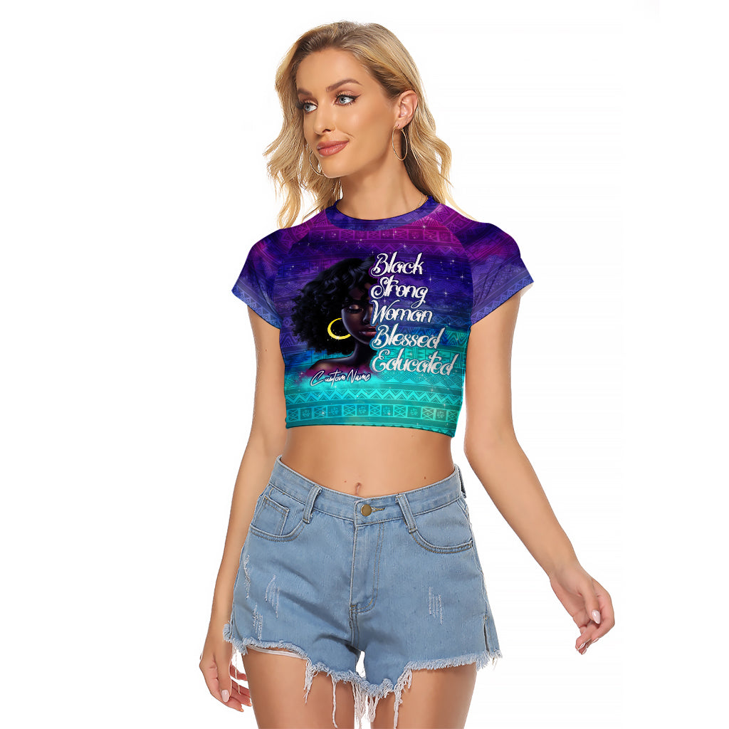 Black Strong Women Blessed Educated Raglan Cropped T Shirt African Girl - Wonder Print Shop