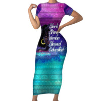 Black Strong Women Blessed Educated Short Sleeve Bodycon Dress African Girl - Wonder Print Shop