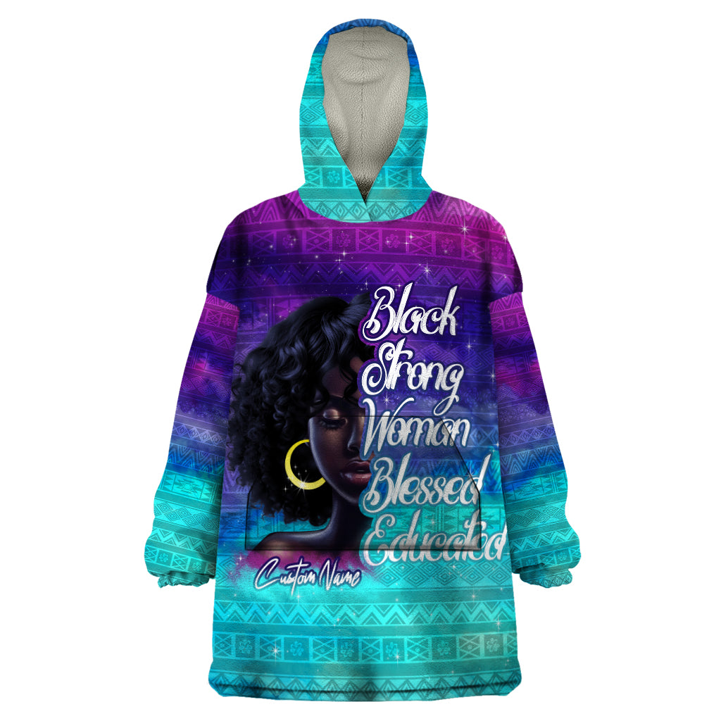 Black Strong Women Blessed Educated Wearable Blanket Hoodie African Girl - Wonder Print Shop