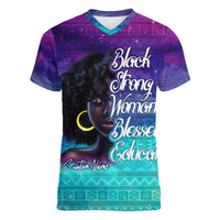 Black Strong Women Blessed Educated Women V Neck T Shirt African Girl - Wonder Print Shop