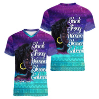 Black Strong Women Blessed Educated Women V Neck T Shirt African Girl - Wonder Print Shop