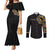 Personalized Sleeve African Pattern Couples Matching Mermaid Dress and Long Sleeve Button Shirt Multi-Colored