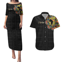 Personalized Sleeve African Pattern Couples Matching Puletasi and Hawaiian Shirt Multi-Colored - Wonder Print Shop