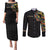 Personalized Sleeve African Pattern Couples Matching Puletasi and Long Sleeve Button Shirt Multi-Colored - Wonder Print Shop