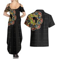 Personalized Sleeve African Pattern Couples Matching Summer Maxi Dress and Hawaiian Shirt Multi-Colored - Wonder Print Shop