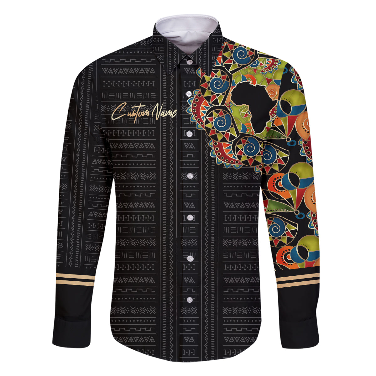 Personalized Sleeve African Pattern Family Matching Long Sleeve Bodycon Dress and Hawaiian Shirt Multi-Colored - Wonder Print Shop