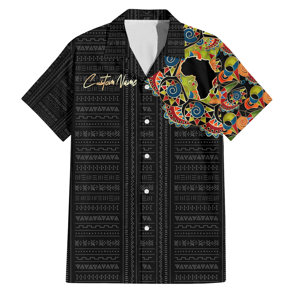 Personalized Sleeve African Pattern Family Matching Mermaid Dress and Hawaiian Shirt Multi-Colored - Wonder Print Shop