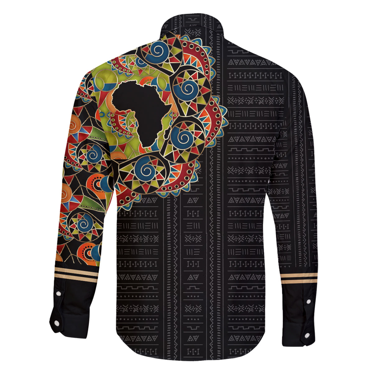 Personalized Sleeve African Pattern Family Matching Off Shoulder Long Sleeve Dress and Hawaiian Shirt Multi-Colored - Wonder Print Shop