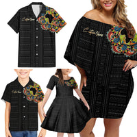 Personalized Sleeve African Pattern Family Matching Off Shoulder Short Dress and Hawaiian Shirt Multi-Colored - Wonder Print Shop