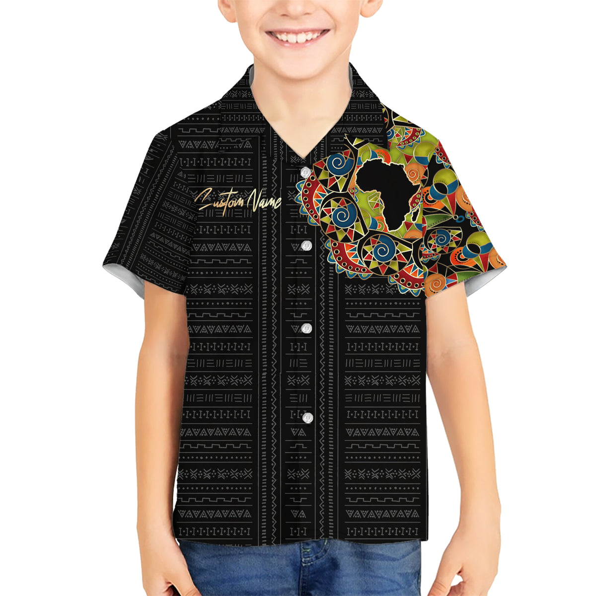Personalized Sleeve African Pattern Hawaiian Shirt Multi-Colored - Wonder Print Shop