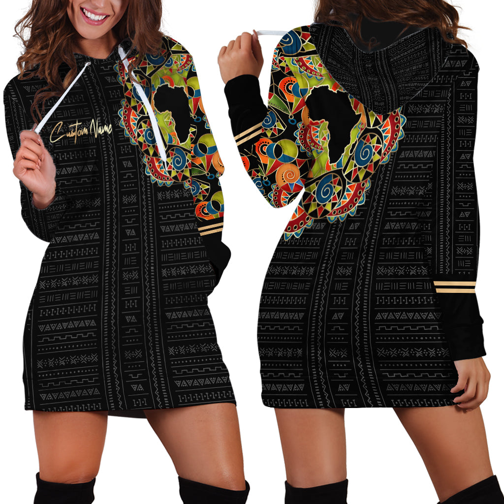 Personalized Sleeve African Pattern Hoodie Dress Multi-Colored - Wonder Print Shop