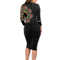 Personalized Sleeve African Pattern Long Sleeve Bodycon Dress Multi-Colored - Wonder Print Shop