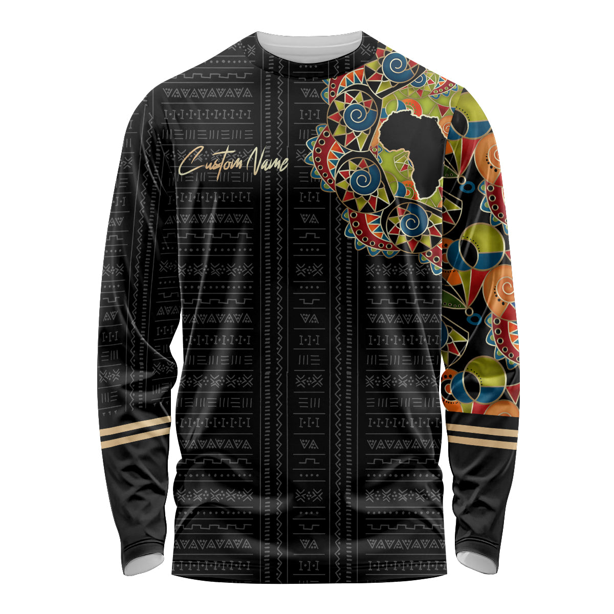 Personalized Sleeve African Pattern Long Sleeve Shirt Multi-Colored - Wonder Print Shop