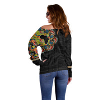 Personalized Sleeve African Pattern Off Shoulder Sweater Multi-Colored - Wonder Print Shop