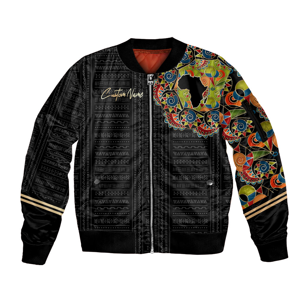 Personalized Sleeve African Pattern Sleeve Zip Bomber Jacket Multi-Colored - Wonder Print Shop