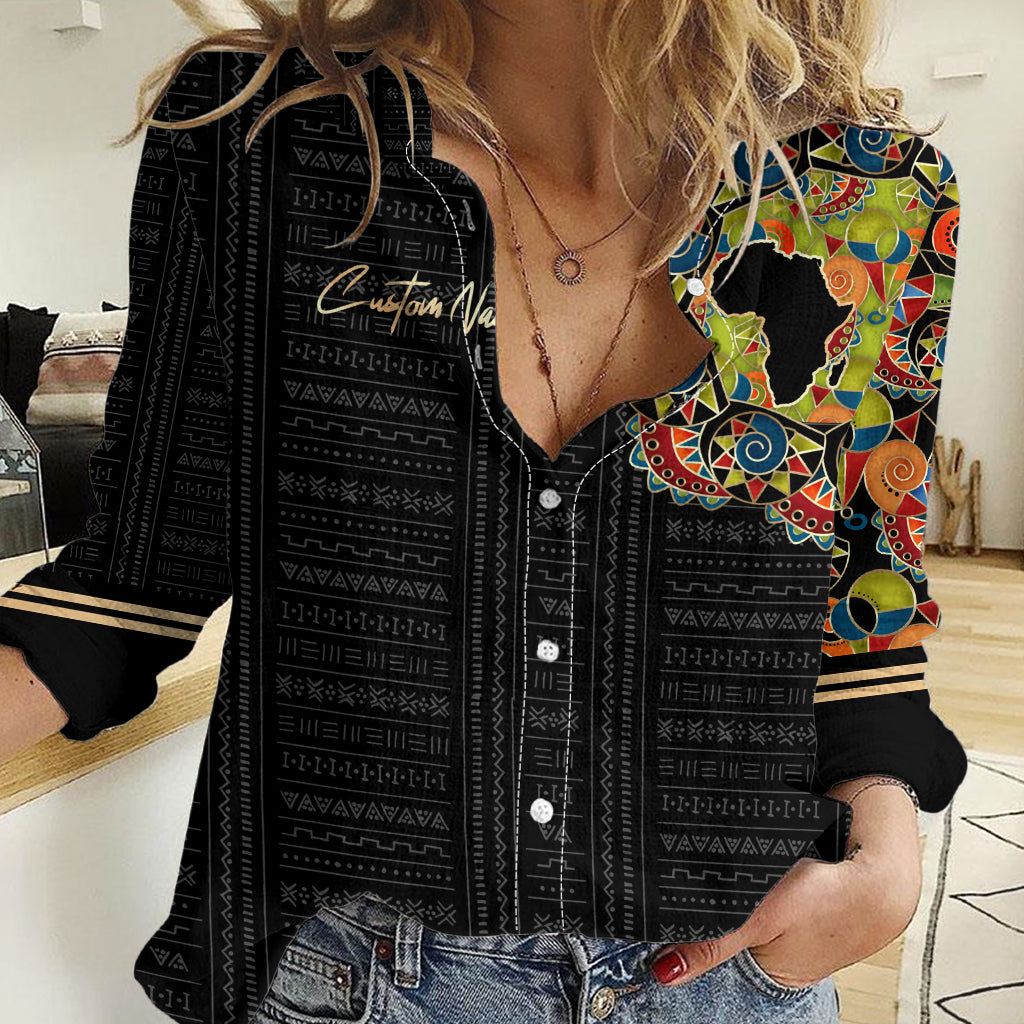 Personalized Sleeve African Pattern Women Casual Shirt Multi-Colored - Wonder Print Shop