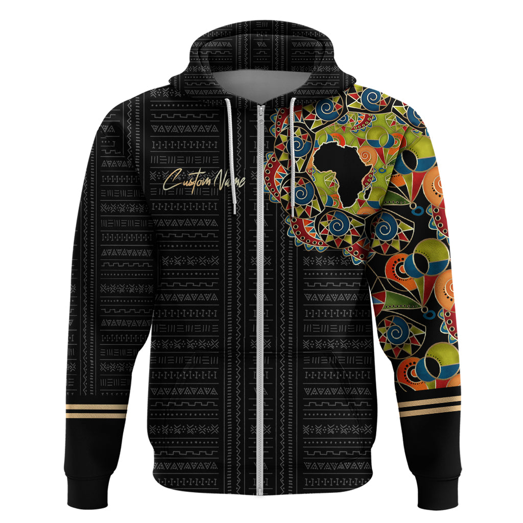 Personalized Sleeve African Pattern Zip Hoodie Multi-Colored - Wonder Print Shop