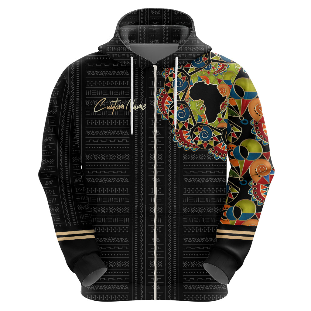 Personalized Sleeve African Pattern Zip Hoodie Multi-Colored - Wonder Print Shop