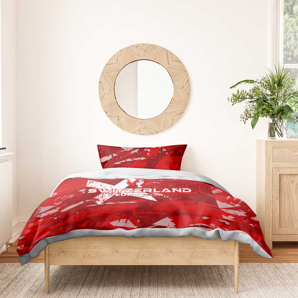 Switzerland Football 2024 Bedding Set Trophy Wing Style - Wonder Print Shop