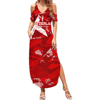 Personalized Switzerland Football 2024 Family Matching Summer Maxi Dress and Hawaiian Shirt Trophy Wing Style - Wonder Print Shop
