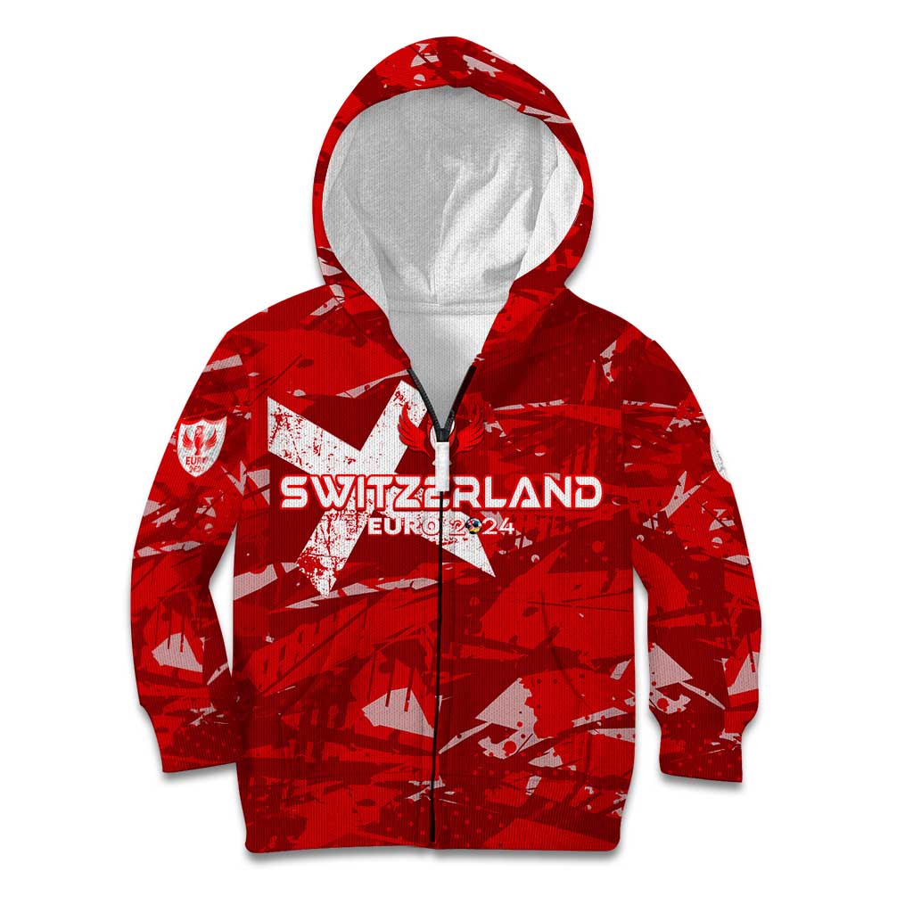 Personalized Switzerland Football 2024 Kid Hoodie Trophy Wing Style - Wonder Print Shop