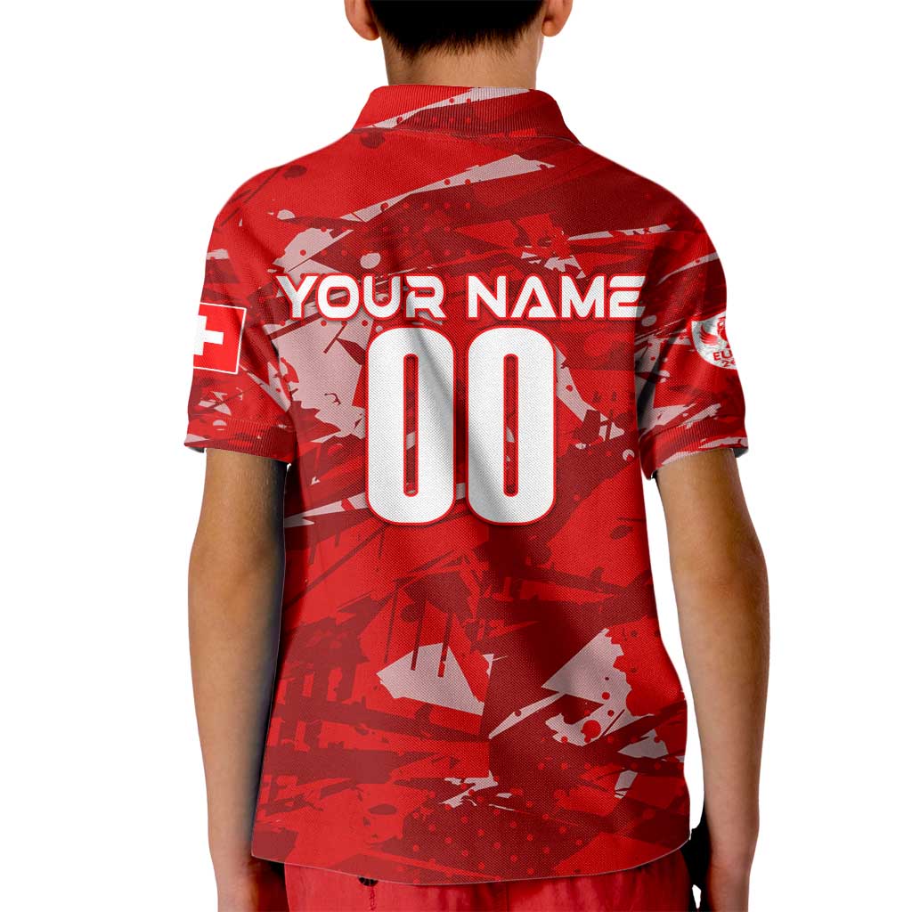 Personalized Switzerland Football 2024 Kid Polo Shirt Trophy Wing Style - Wonder Print Shop
