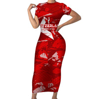 Personalized Switzerland Football 2024 Short Sleeve Bodycon Dress Trophy Wing Style - Wonder Print Shop