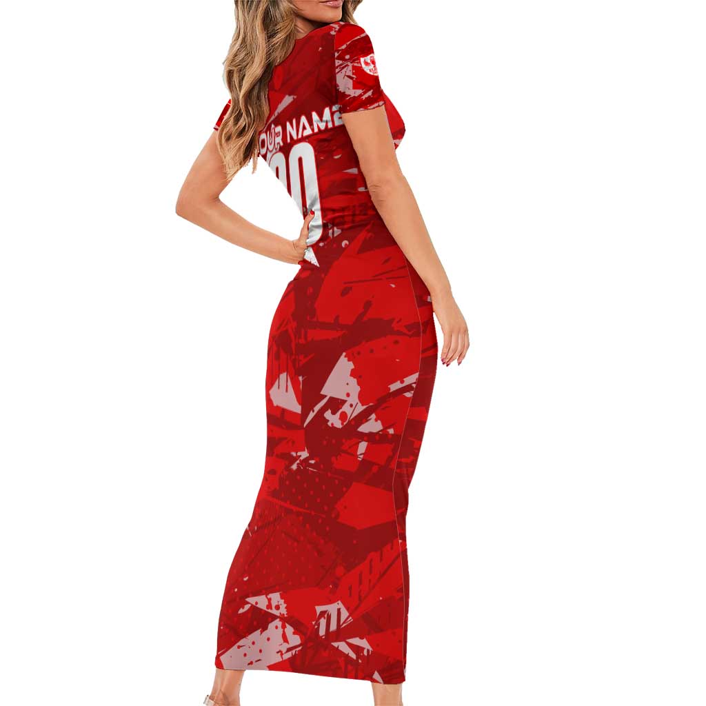 Personalized Switzerland Football 2024 Short Sleeve Bodycon Dress Trophy Wing Style - Wonder Print Shop