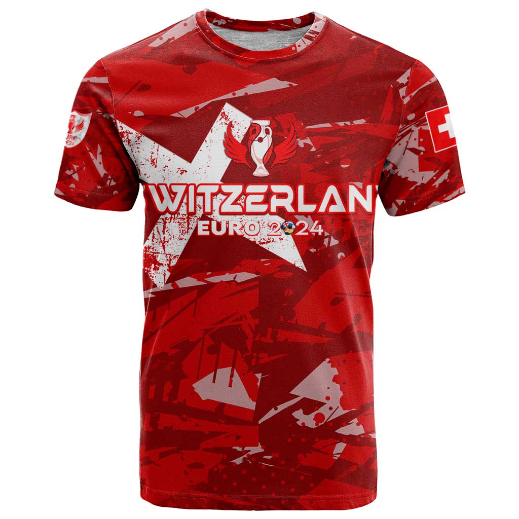 Personalized Switzerland Football 2024 T Shirt Trophy Wing Style - Wonder Print Shop