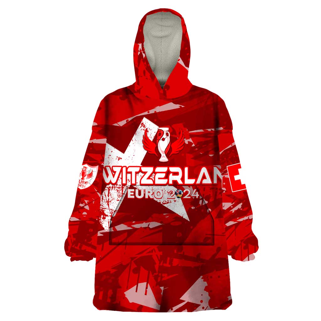 Personalized Switzerland Football 2024 Wearable Blanket Hoodie Trophy Wing Style - Wonder Print Shop