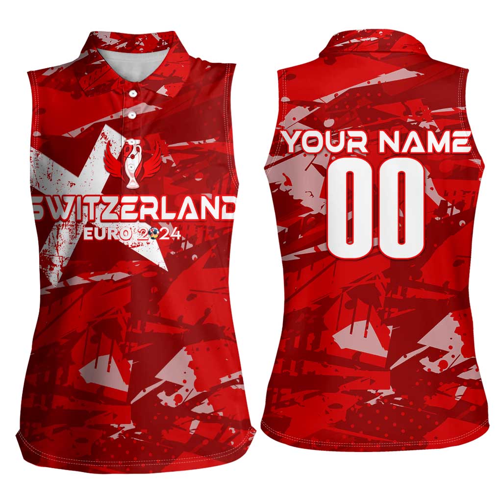 Personalized Switzerland Football 2024 Women Sleeveless Polo Shirt Trophy Wing Style - Wonder Print Shop