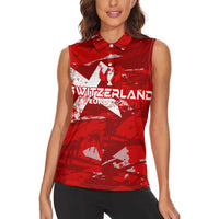 Personalized Switzerland Football 2024 Women Sleeveless Polo Shirt Trophy Wing Style - Wonder Print Shop