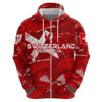 Personalized Switzerland Football 2024 Zip Hoodie Trophy Wing Style - Wonder Print Shop