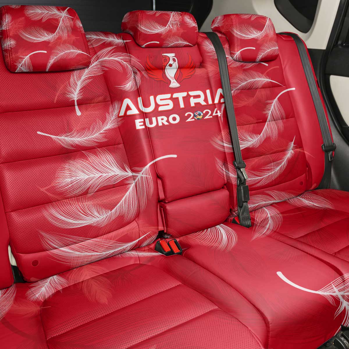 Austria Football 2024 Back Car Seat Cover Trophy Wing Style - Wonder Print Shop