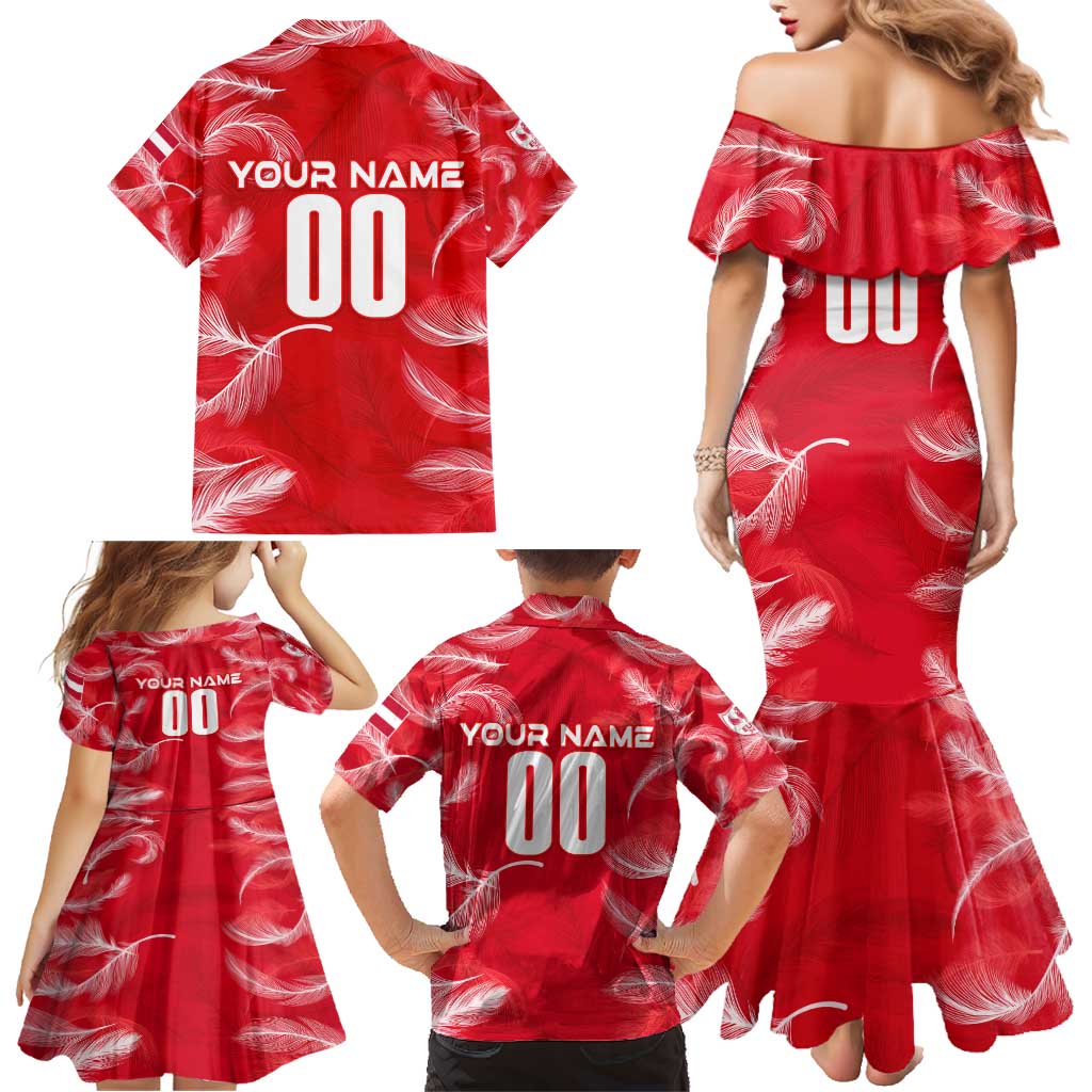 Personalized Austria Football 2024 Family Matching Mermaid Dress and Hawaiian Shirt Trophy Wing Style - Wonder Print Shop