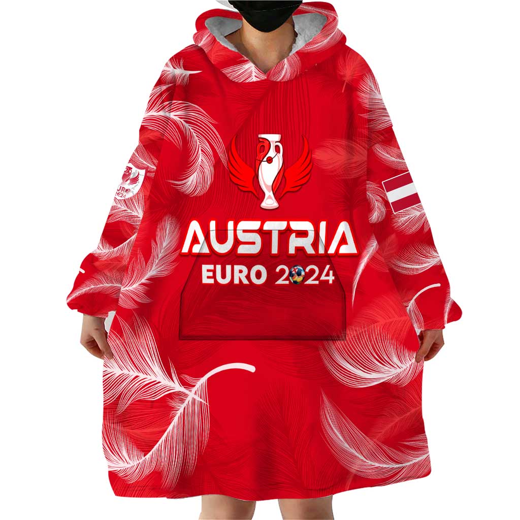 Personalized Austria Football 2024 Wearable Blanket Hoodie Trophy Wing Style - Wonder Print Shop