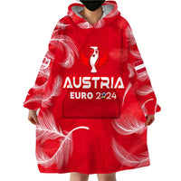 Personalized Austria Football 2024 Wearable Blanket Hoodie Trophy Wing Style - Wonder Print Shop
