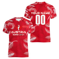 Personalized Austria Football 2024 Women V-Neck T-Shirt Trophy Wing Style - Wonder Print Shop