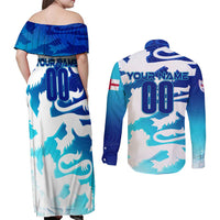 Personalized England Football 2024 Couples Matching Off Shoulder Maxi Dress and Long Sleeve Button Shirt Trophy Wing Style - Wonder Print Shop