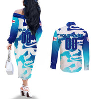 Personalized England Football 2024 Couples Matching Off The Shoulder Long Sleeve Dress and Long Sleeve Button Shirt Trophy Wing Style