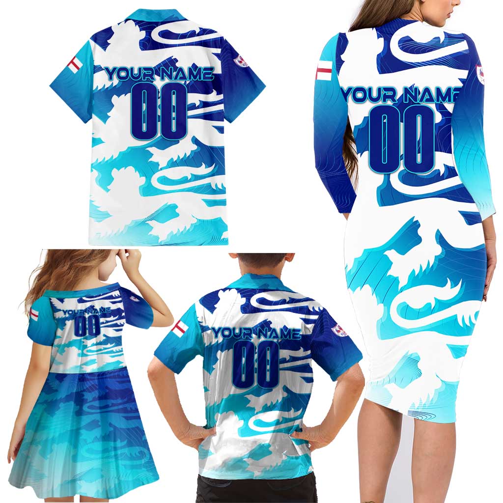 Personalized England Football 2024 Family Matching Long Sleeve Bodycon Dress and Hawaiian Shirt Trophy Wing Style - Wonder Print Shop