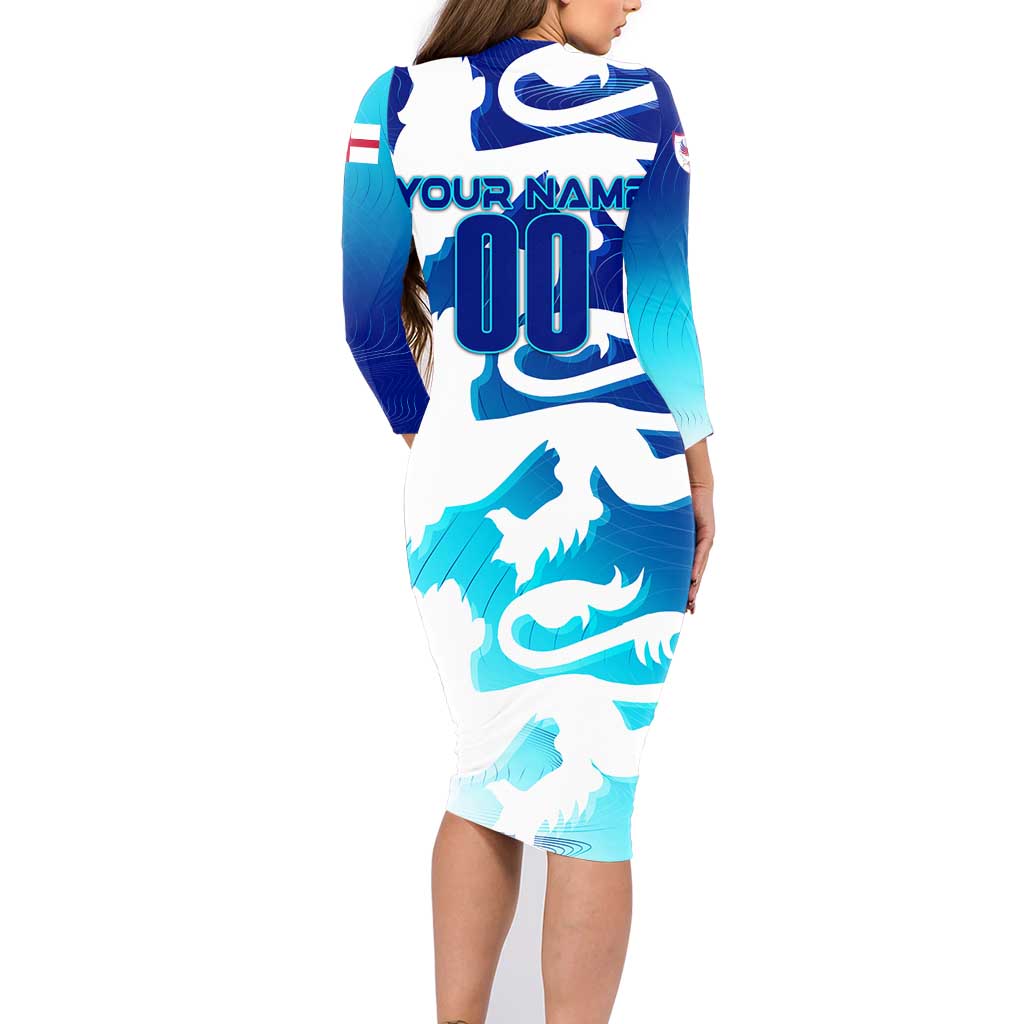 Personalized England Football 2024 Family Matching Long Sleeve Bodycon Dress and Hawaiian Shirt Trophy Wing Style - Wonder Print Shop