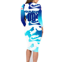 Personalized England Football 2024 Family Matching Long Sleeve Bodycon Dress and Hawaiian Shirt Trophy Wing Style - Wonder Print Shop