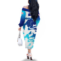 Personalized England Football 2024 Family Matching Off The Shoulder Long Sleeve Dress and Hawaiian Shirt Trophy Wing Style - Wonder Print Shop