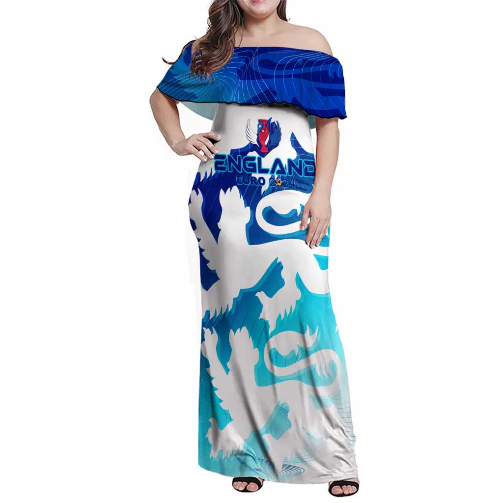 Personalized England Football 2024 Family Matching Off Shoulder Maxi Dress and Hawaiian Shirt Trophy Wing Style - Wonder Print Shop