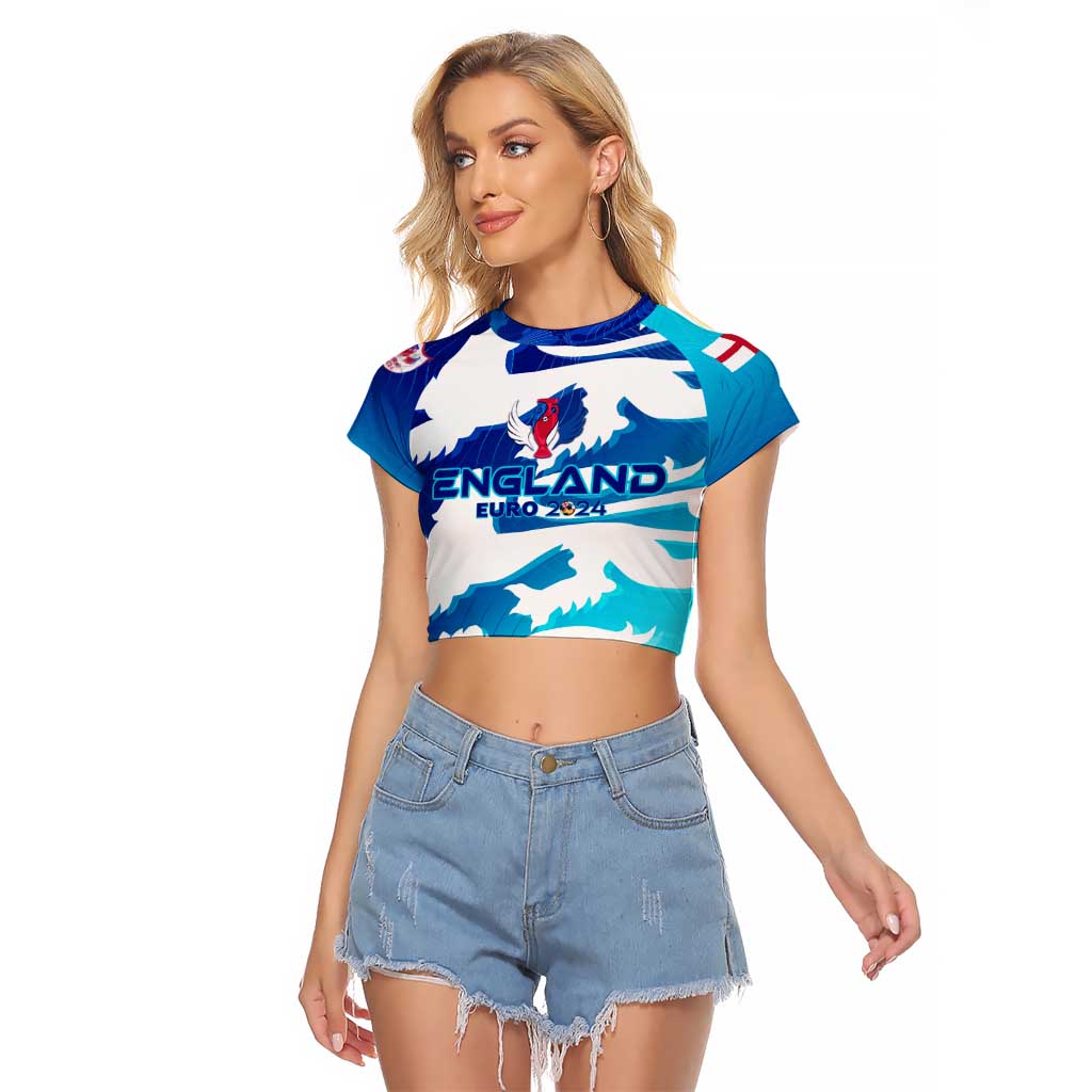 Personalized England Football 2024 Raglan Cropped T Shirt Trophy Wing Style - Wonder Print Shop