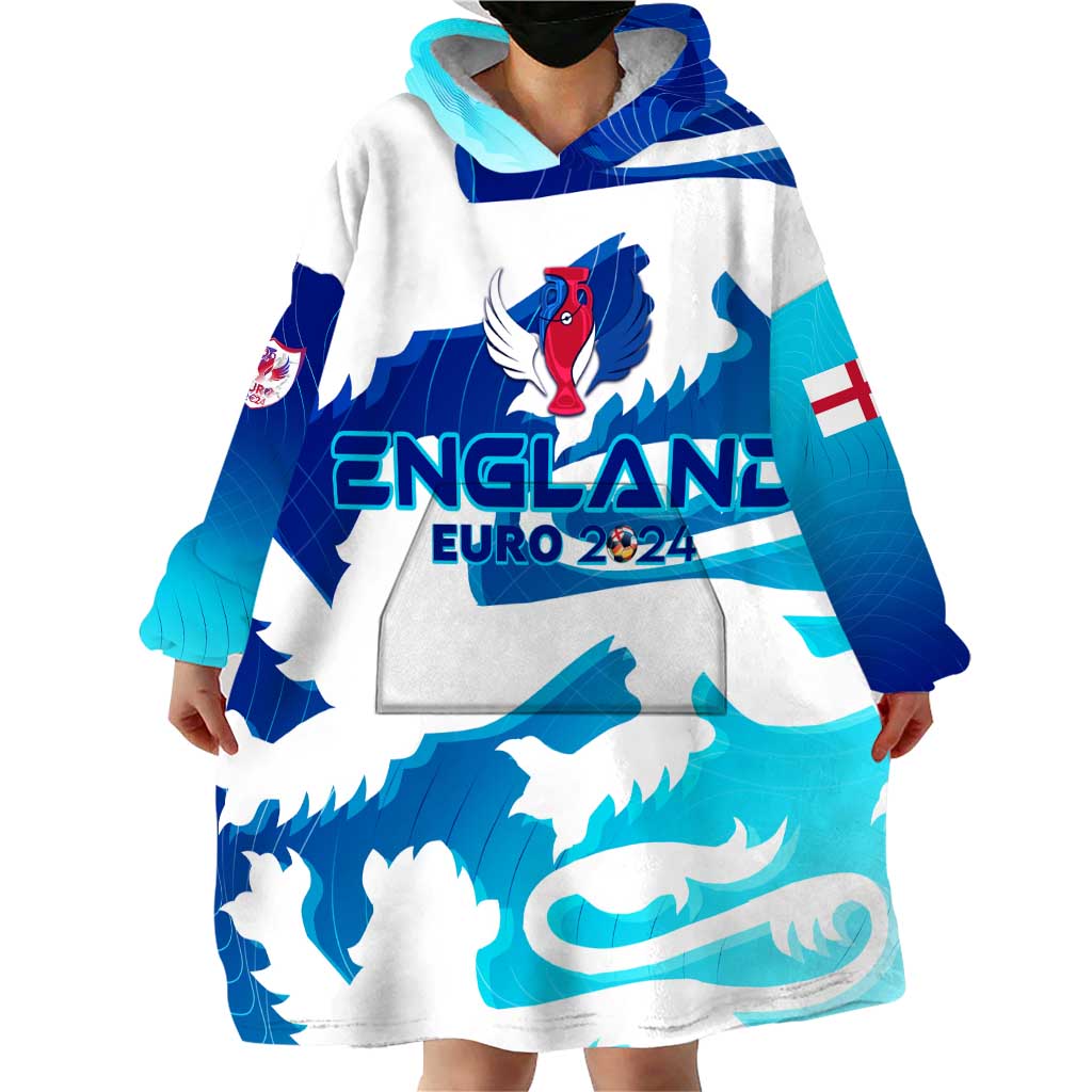 Personalized England Football 2024 Wearable Blanket Hoodie Trophy Wing Style - Wonder Print Shop