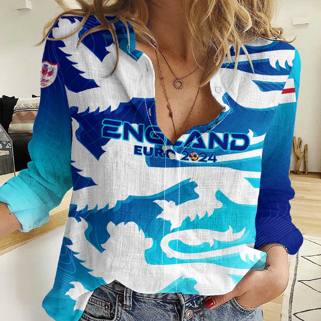 Personalized England Football 2024 Women Casual Shirt Trophy Wing Style - Wonder Print Shop