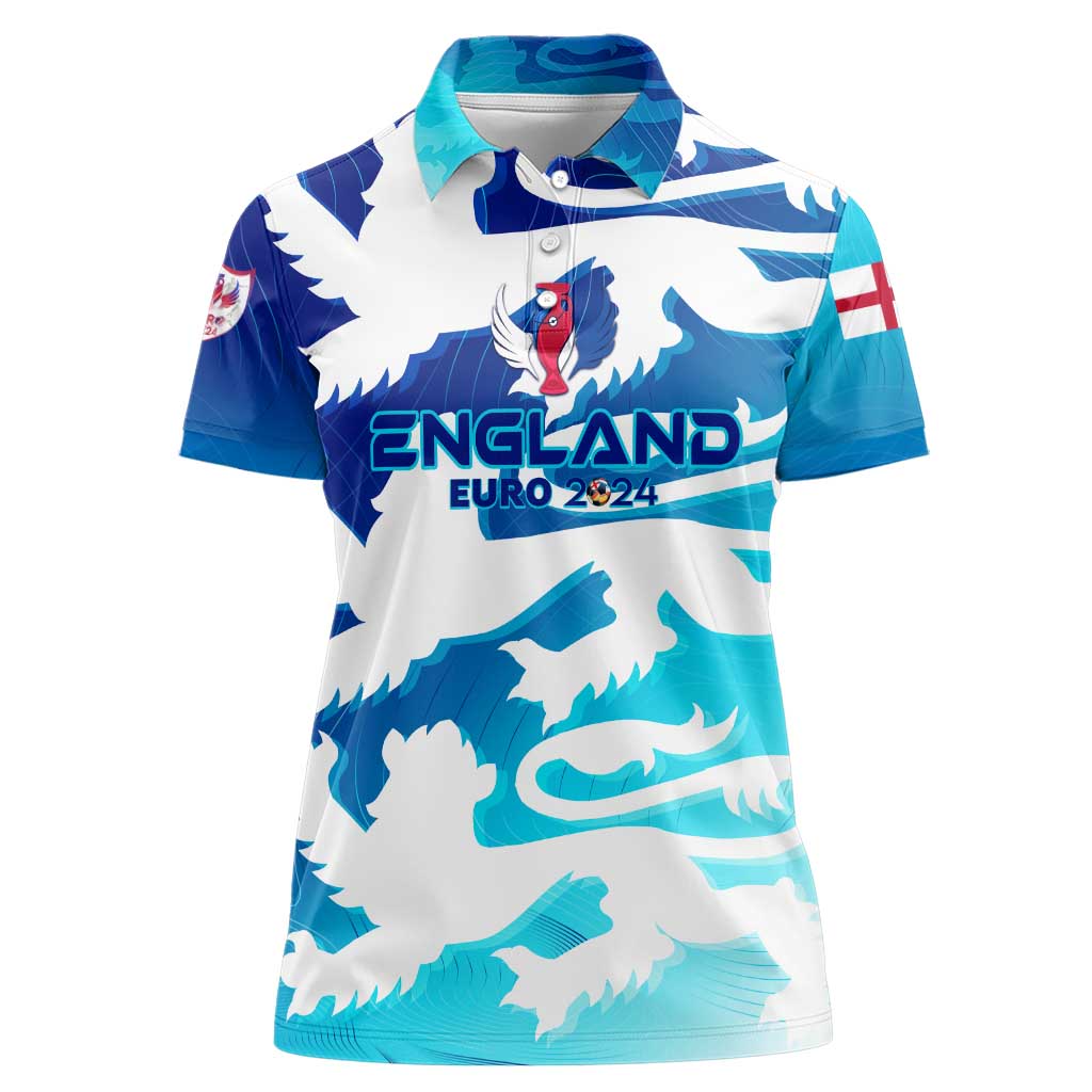 Personalized England Football 2024 Women Polo Shirt Trophy Wing Style - Wonder Print Shop